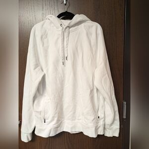 Tesla White Sweatshirt Large Unisex Cotton Polyester Logo Pullover Long Sleeve